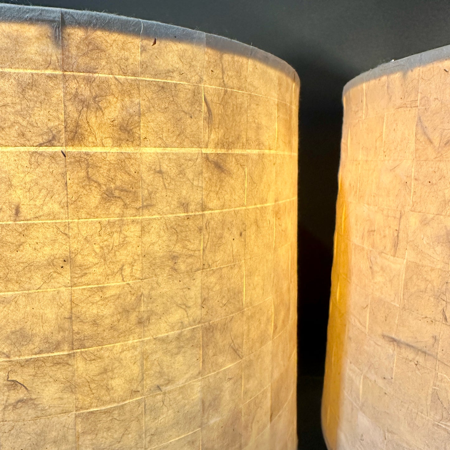 PAIR of Bronze Finish Urn Table Lamps w/ Natural Paper Shades, 14" Dia x 26" H