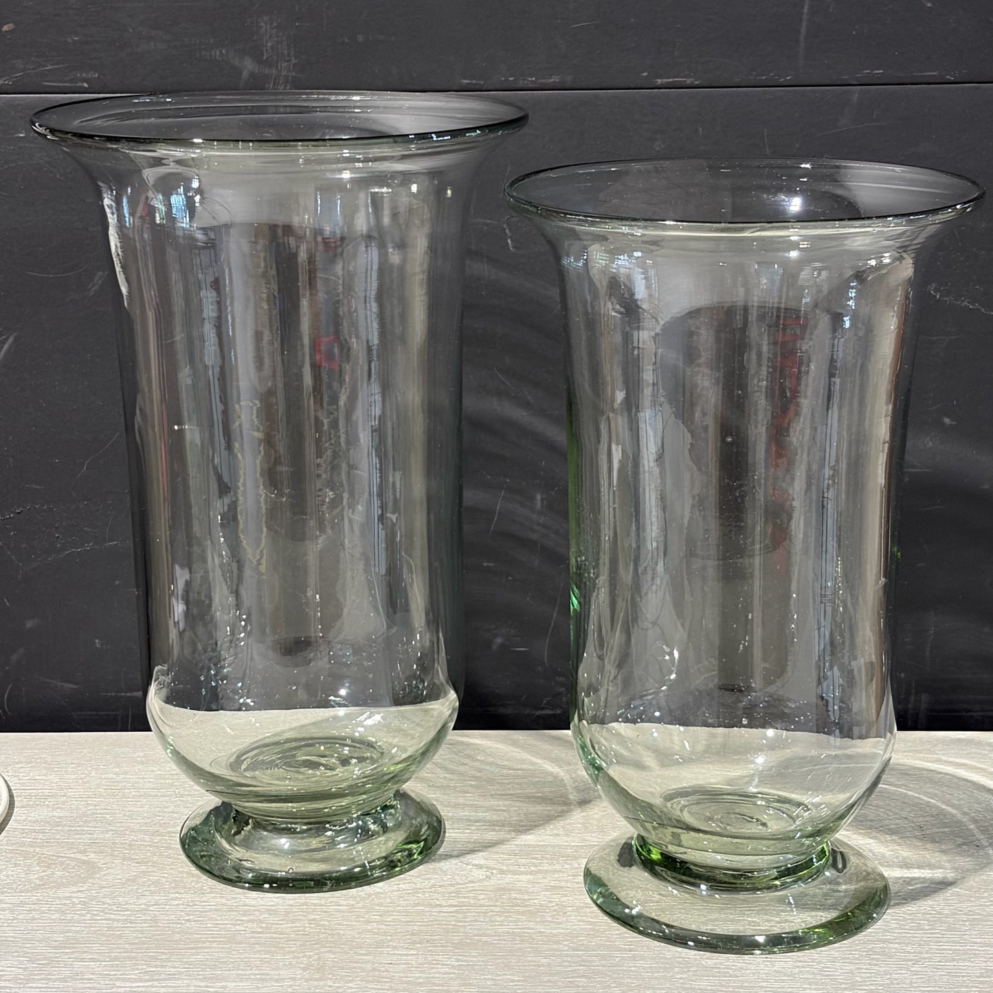 Hand Blown Glass Hurricane/Vase, 13.5H x 8.5W