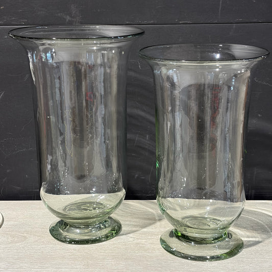 Hand Blown Glass Hurricane/Vase, 12"H x 7.5"W