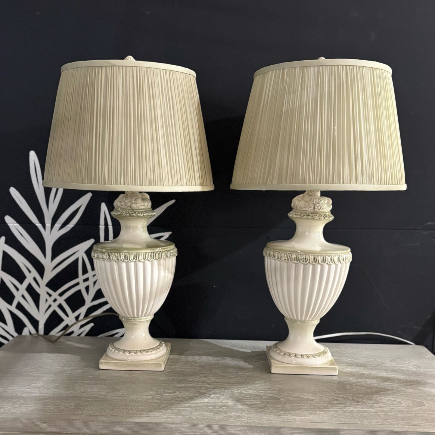 PAIR Fluted Urn Lamps 16" W x 16" D x 29" H