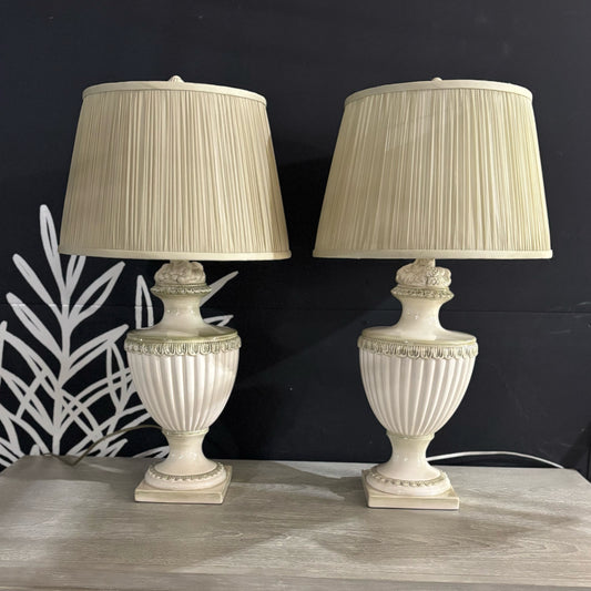 PAIR Fluted Urn Lamps 16" W x 16" D x 29" H