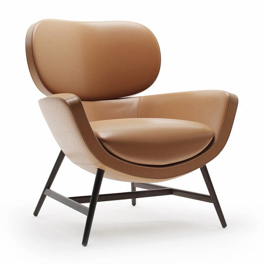 Laurie Leather Lounge Chair, Burnt Oak, 33.5"W x 29.9"D x 39.4"H