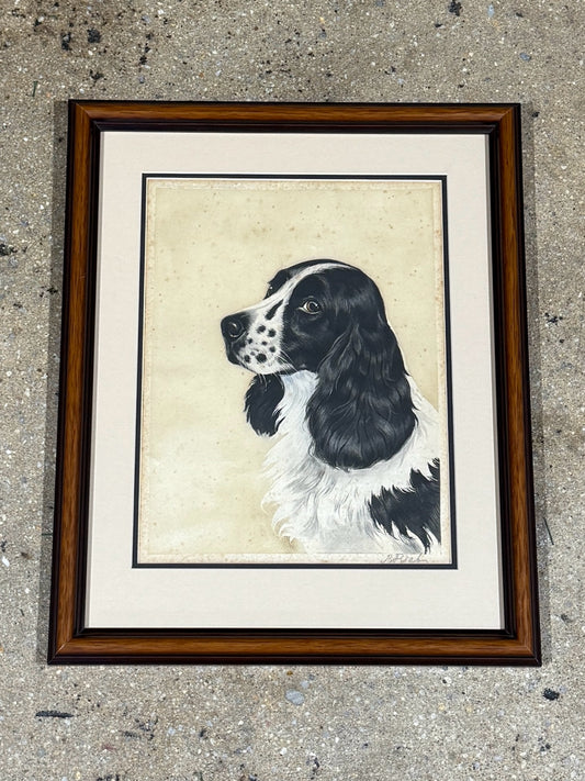 Spaniel Lithograph, Boris Riab, c. 1930, 13.5"W x 17"H x 1"D