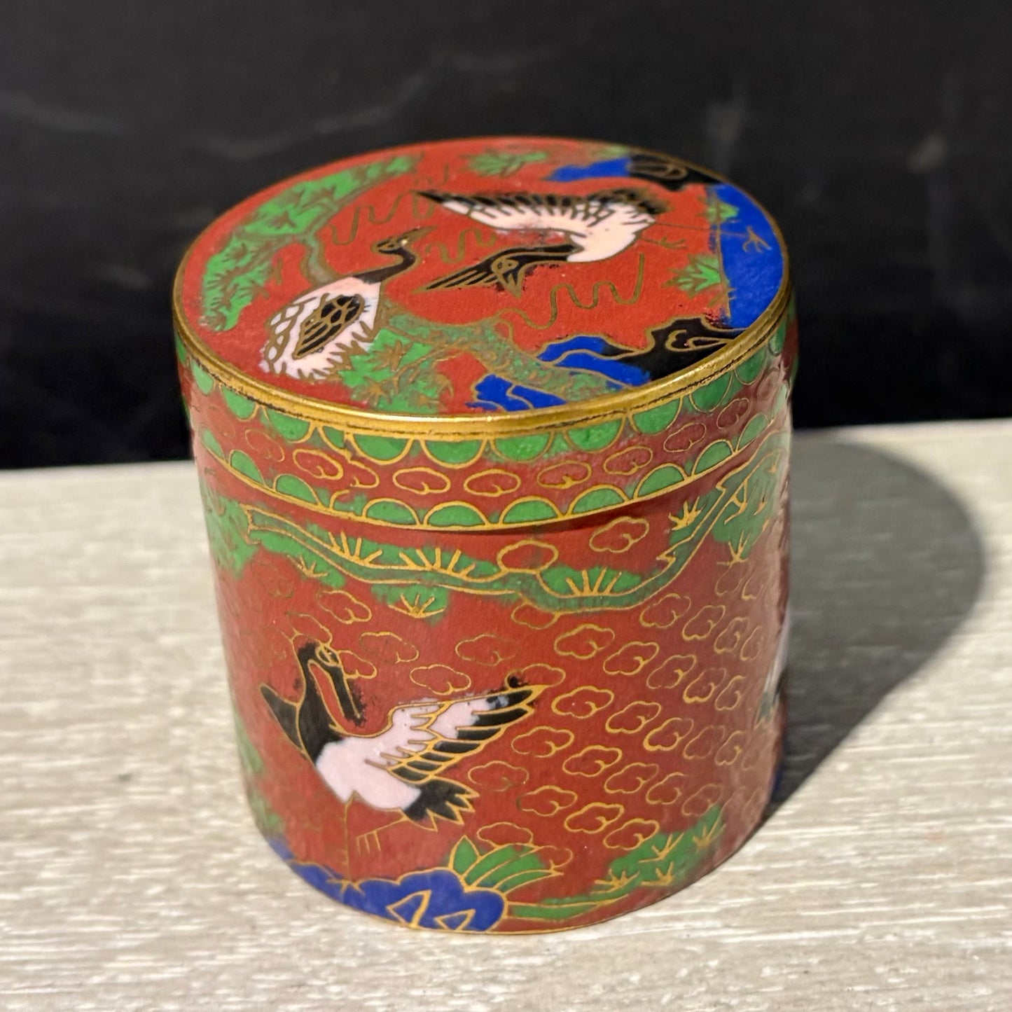 VTG Cloisonne Trinket Jar, 2.25"Dia x 2.25"H