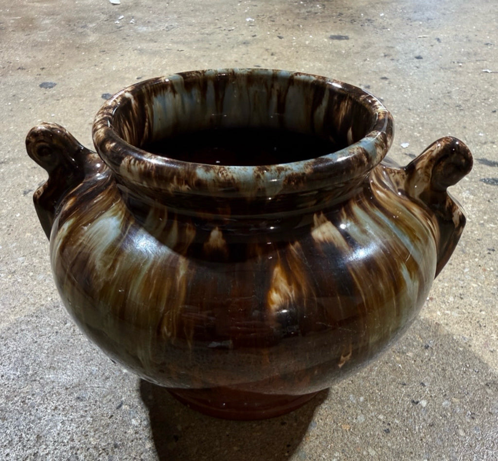 Vintage Brush McCoy Pottery Onyx Jardiniere, Drip Glaze