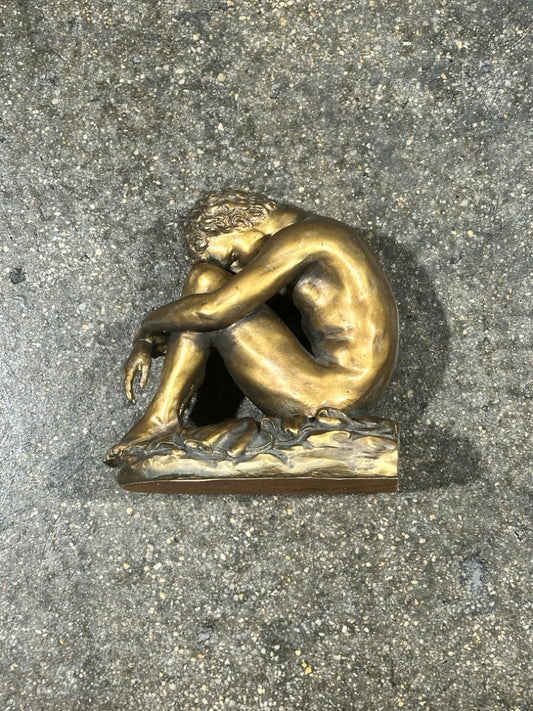 Vitruvian man, bronzed resin sculpture, TMS2005, 8"L x 8"H x 5"W