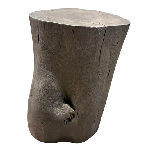Urbia Solid Wood Stump Stool, Sandblasted Grey,  AS IS, 13"Dia x 16.5"H