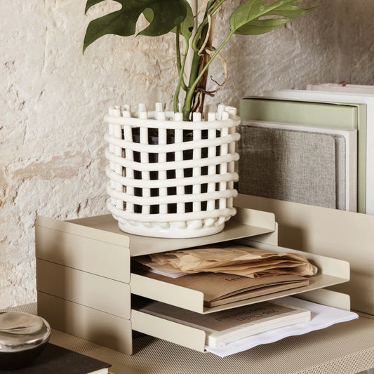 Ferm 2x2 Organizer, Stackable, Cashmere, 9"W x 11.1"D x 5 1"H