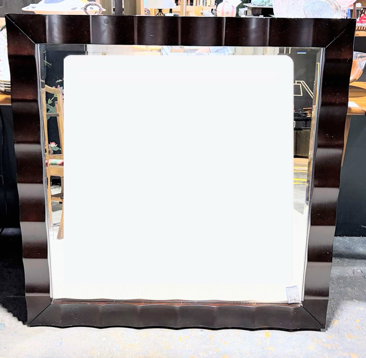 Large Square Wavy Mirror, 40" Sq.