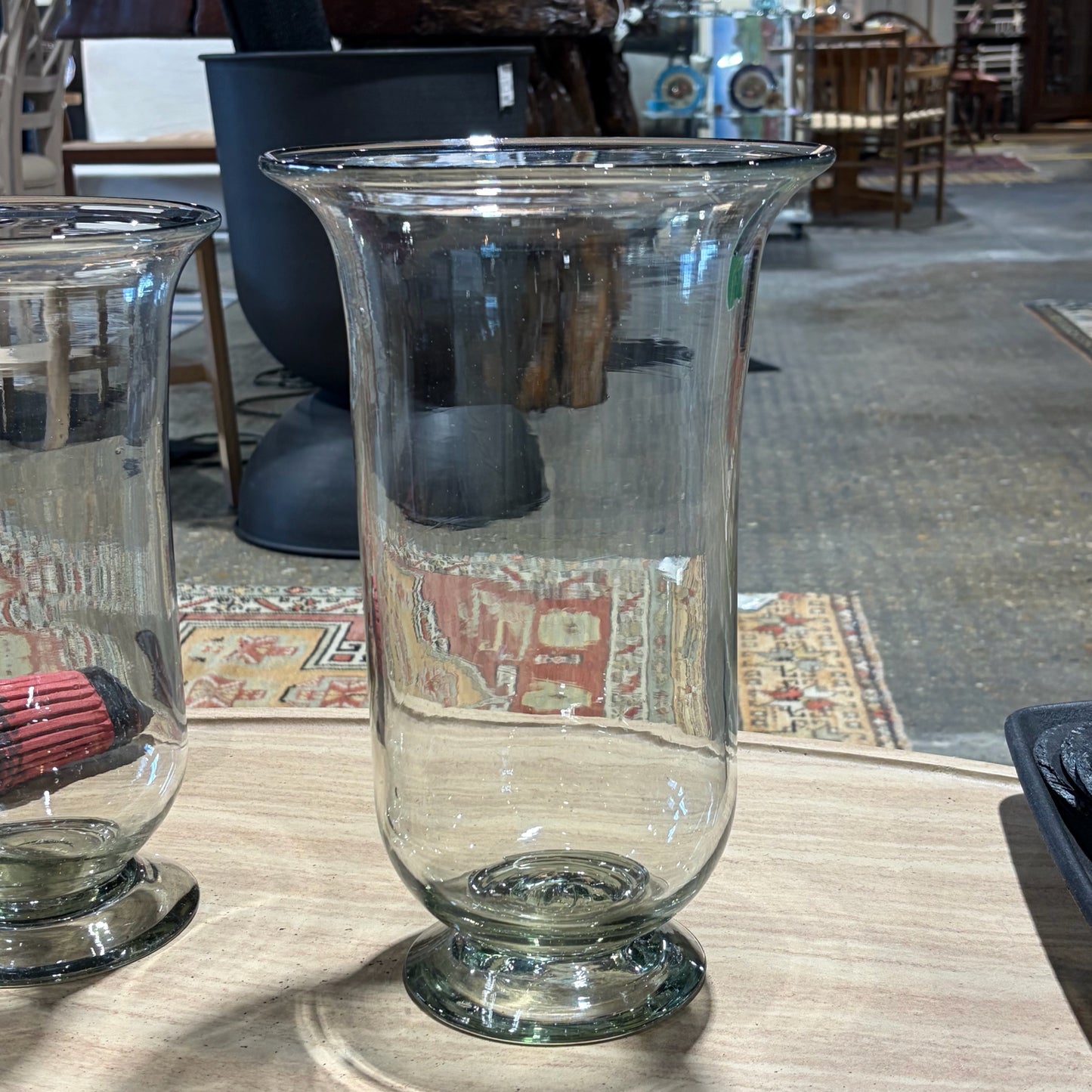 Hand Blown Glass Hurricane/Vase, 13.5H x 8.5W