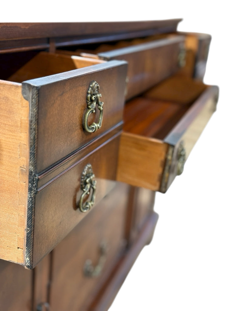 1940s sideboard, felt lined drawer, storage, 57"W x 20"D x 28"H