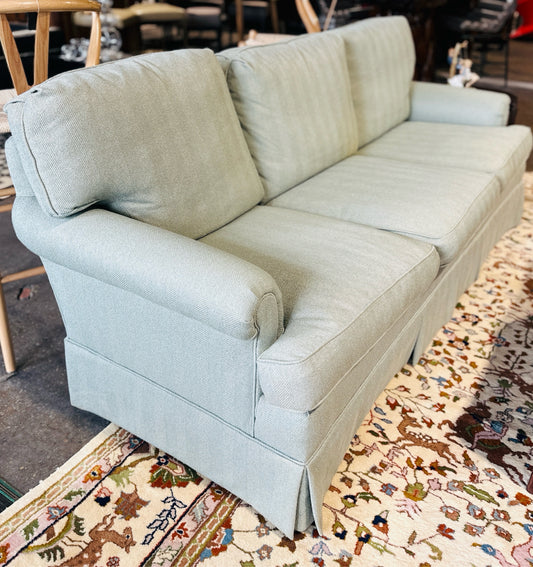 Hickory skirted 3 seat sofa, sea salt grn, 79"L x 28"D x 36"H