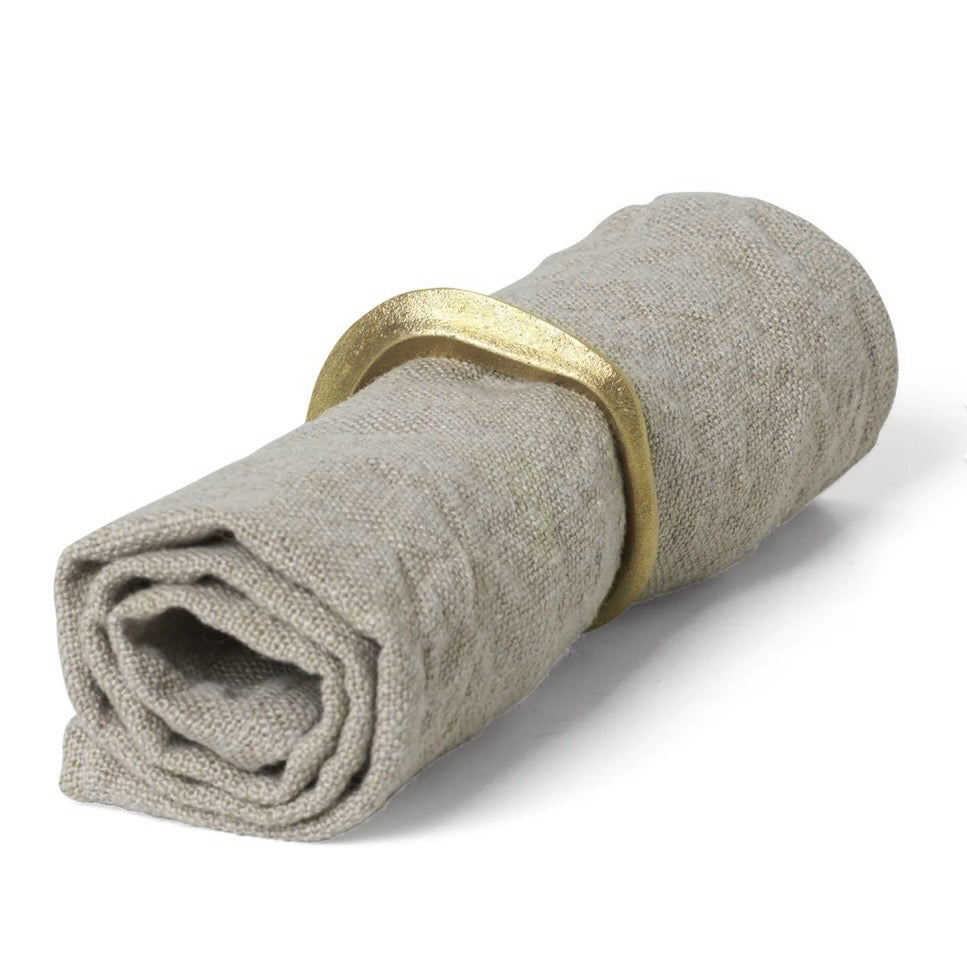 Flow Napkin Rings (Set of 4), Brass, 2.8" W x 2.6" D x 0.4"H