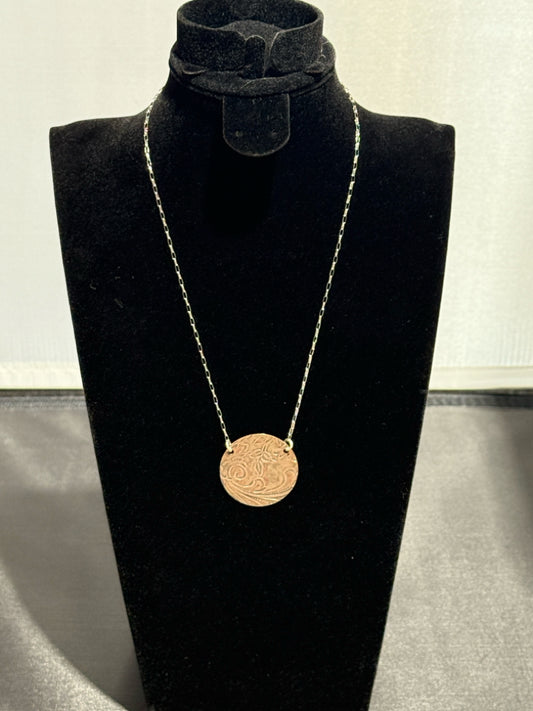 16" Sterling chain w/engraved medallion #883