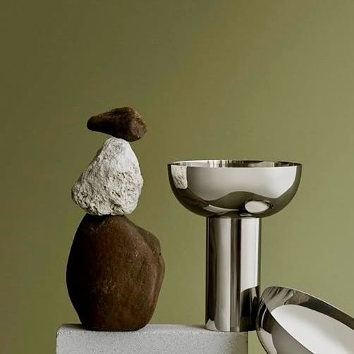 Blomus Miyabi Metallic Vase, Polished Chrome, 6.7" Dia x 8.27" H