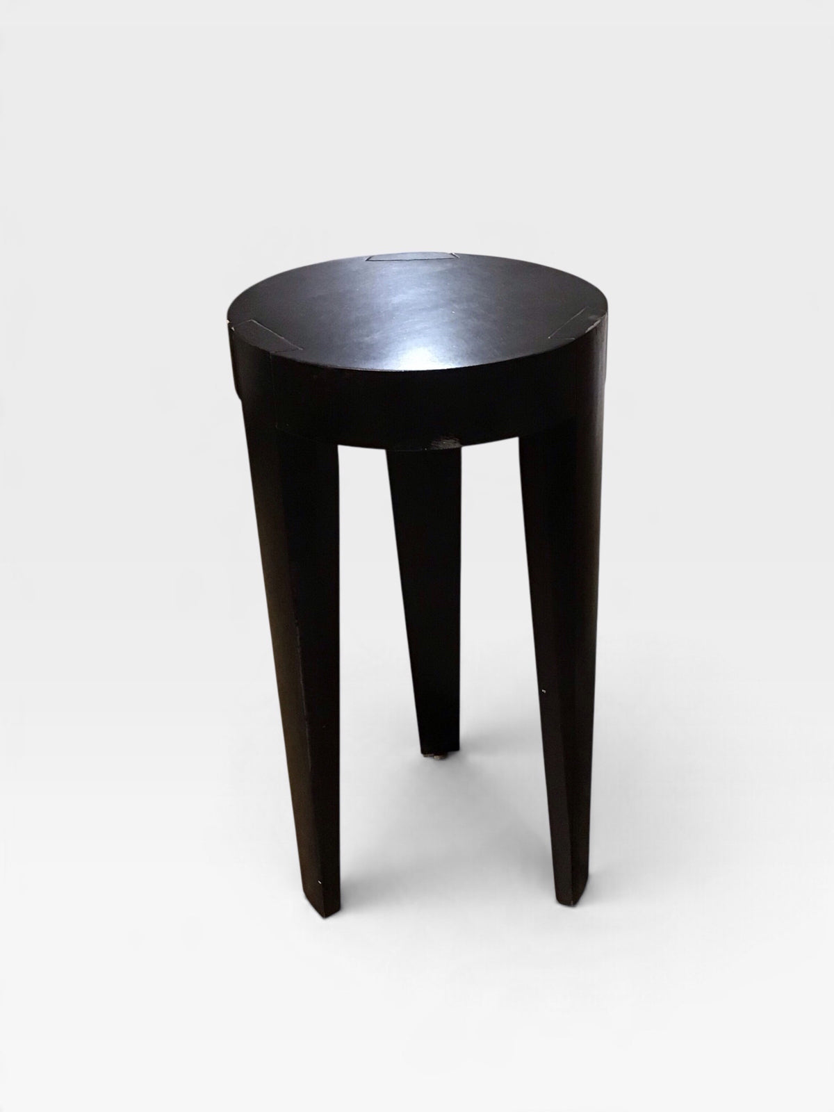 Dark Wood Round Tripod Side Table 13" Diam x 26.6"H