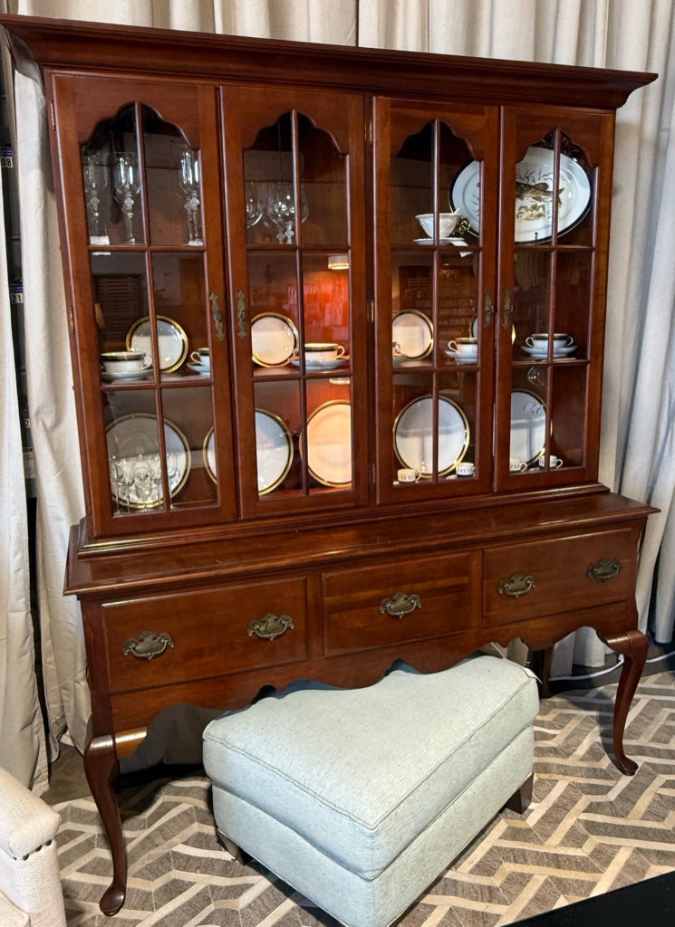 Cherry Queen Anne China Cabinets, 2 pieces, 62" W x 20"D x 78"H