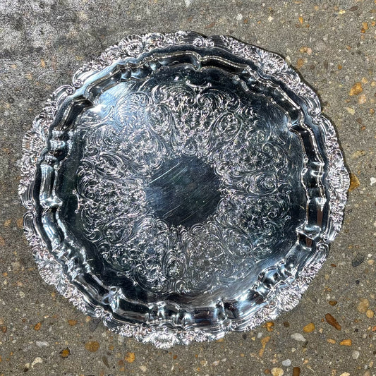 Poole Silverplate Round Tray 14" D x 1" H