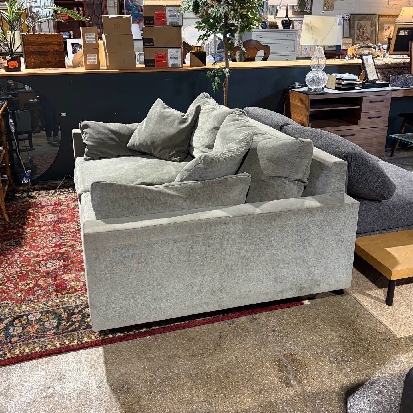 West Elm Harmony Sofa, Extra Deep, Mineral Gray Velvet, 82"W x 47"D x 35"H