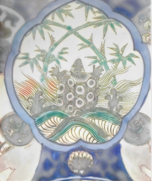 ATQ 'Tsuru-Kame' charger, handpainted, 15.5"dia