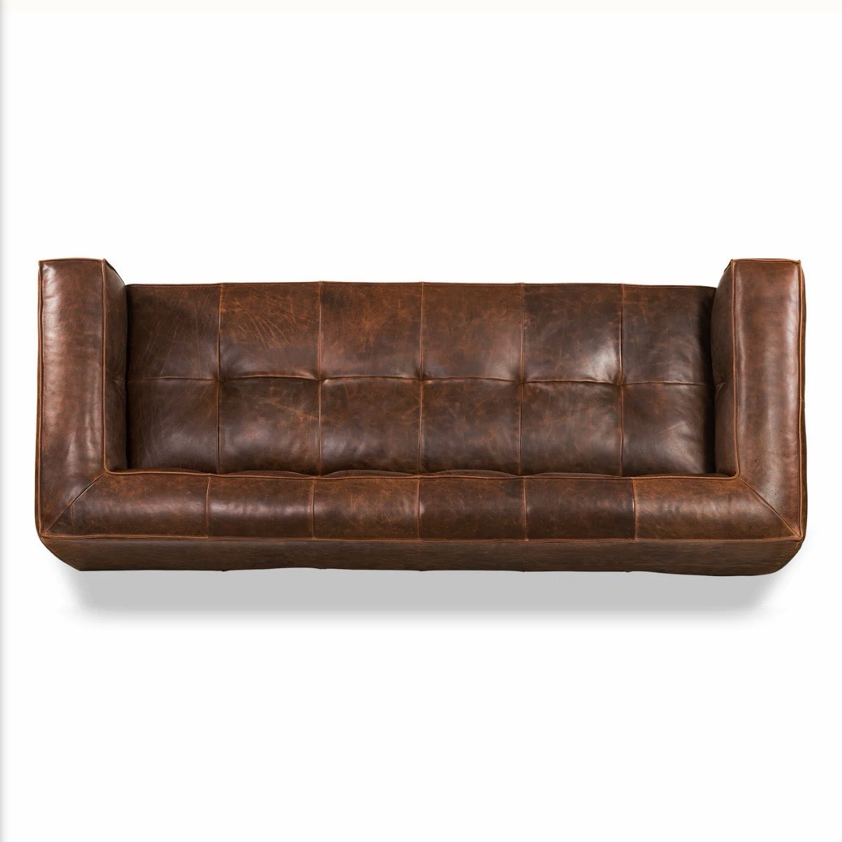 Poly & Bark Capa Sofa - Chocolate Brown Leather, 92" W x 38" D x 28" H