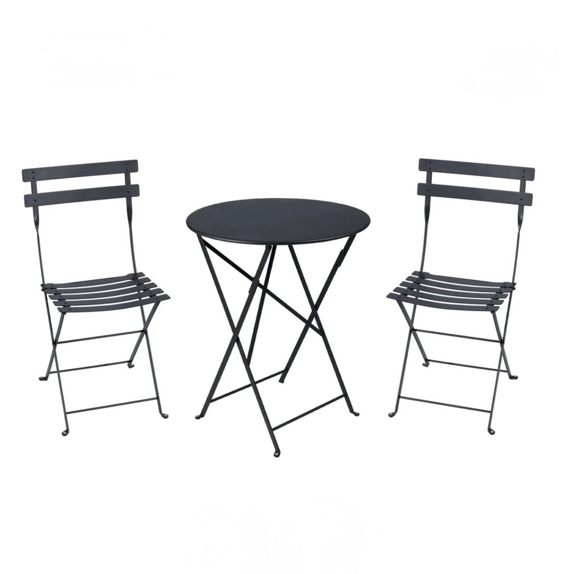 NEW Bistro Chair & Round Folding Table Set, Anthracite, 16.5" W x 15"D x 32.5"H