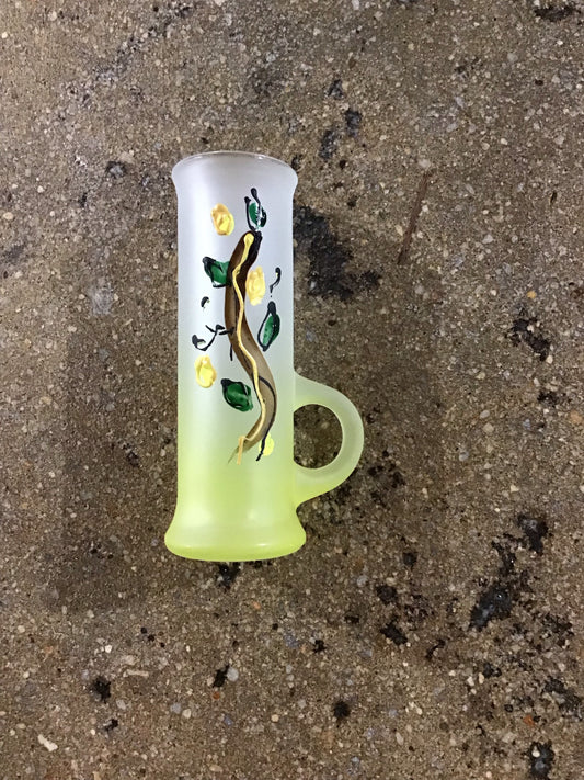 6 Hand Painted Frosted Lemoncello Glasses 2.5 W x 1.5 D x 4" H