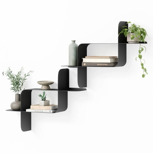 Montage Metal Wall Shelf (Set of 2), Black,  24"W x 6"D x 18.7"H