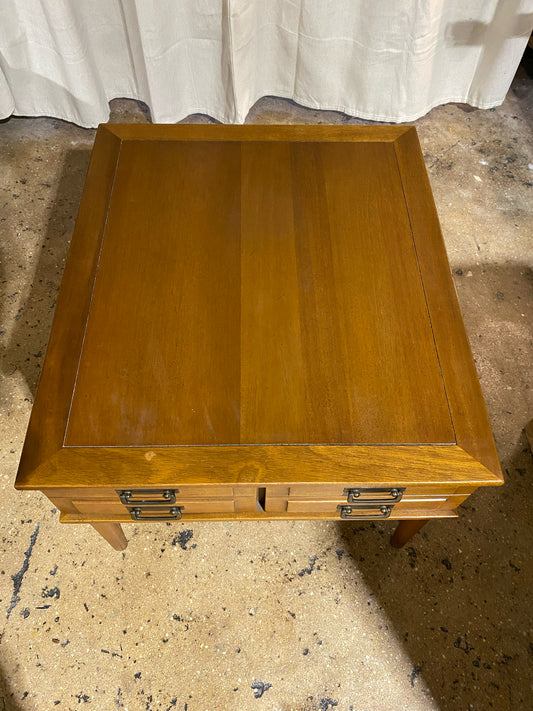 MCM  Century End Table, 2 drawers, 24"W x 28"D x 20"H.