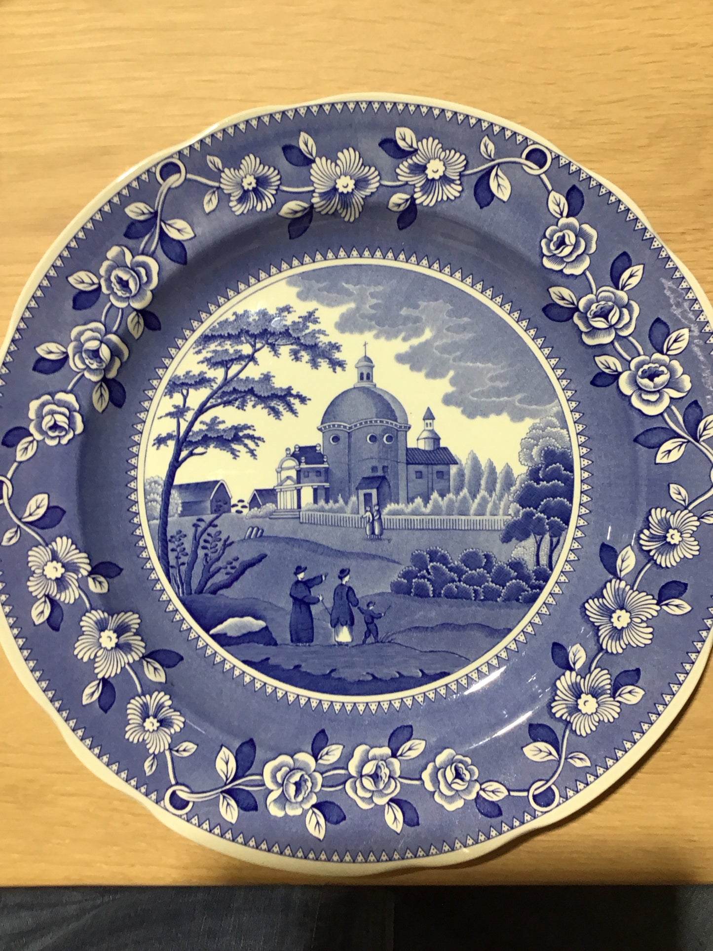 Spode blue room 10.5 " dish "Italian Church"