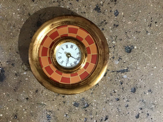 Faux French Charles X Tole Clock- Geometric 7.5" Dia.