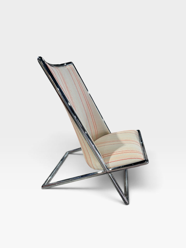 Geiger Ward scissor chair, chrome/striped upholstery