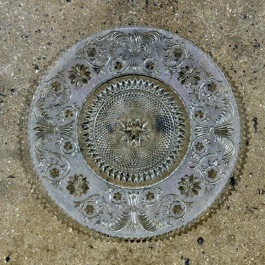 Vintage Pressed Glass Serving Plate, Duncan & Miller?, 16" Dia