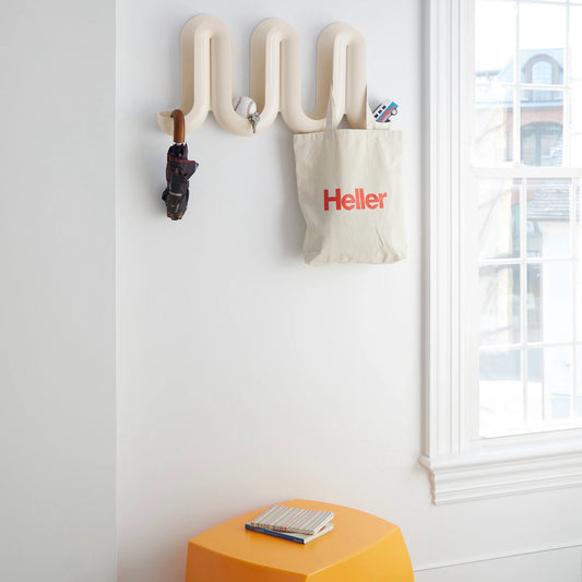 Heller Swell Wall Catchall & Coat Rack, Cream, 28.75" W x 3" D x 14" H