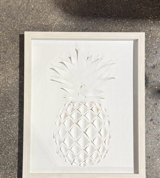 Paper Cut Pineapple art, 17.5"W x 21.5"H x 15"D