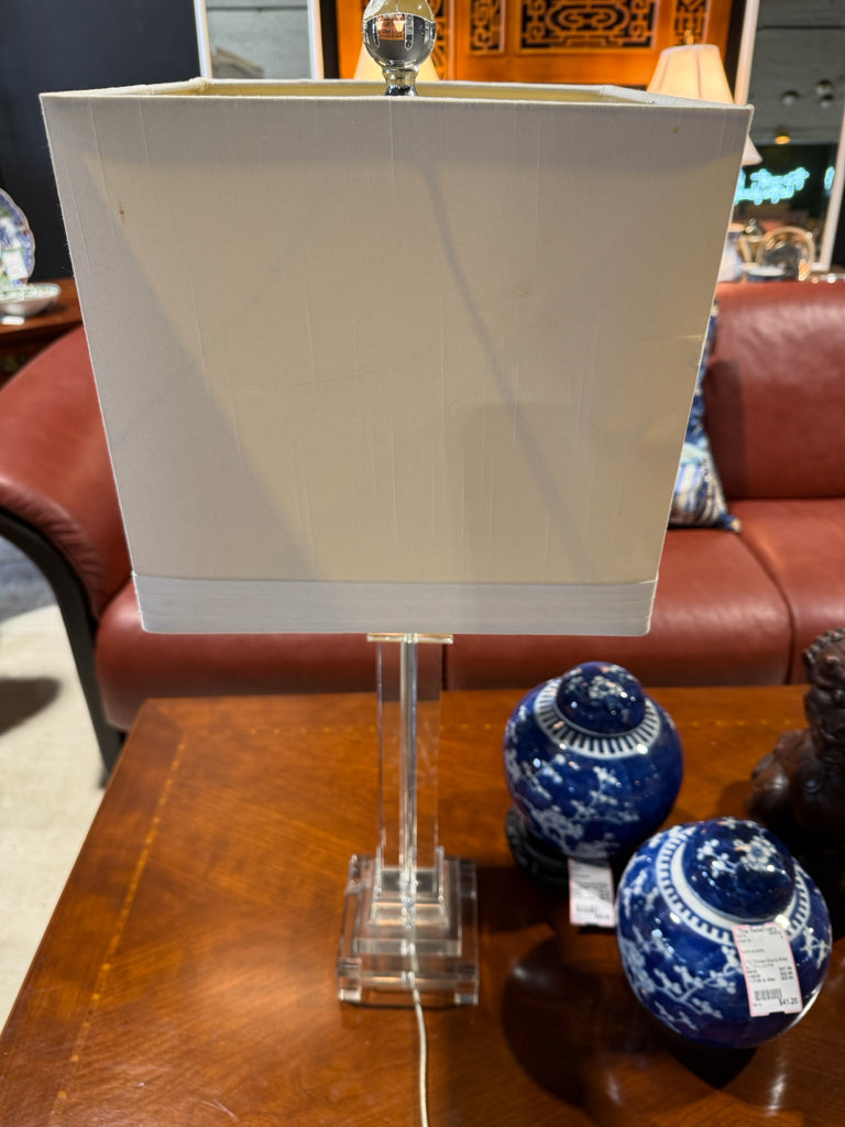 Lucite column table lamp, 29"H