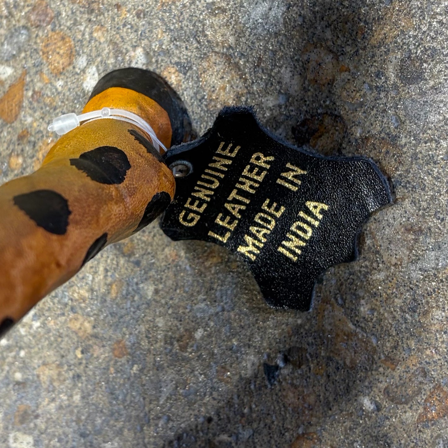 Tall Leather Giraffe Statue, 28.5"H 14" W x 6.5"D