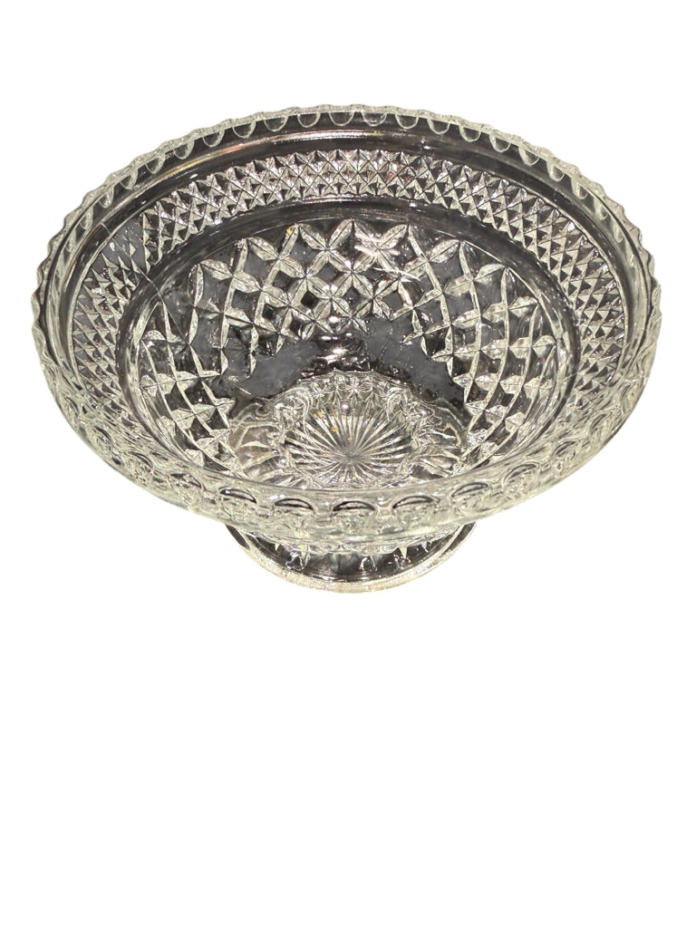 VTG cut glass footed bowl, 6" DIA x 4.25"H