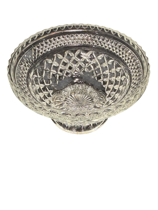 VTG cut glass footed bowl, 6" DIA x 4.25"H