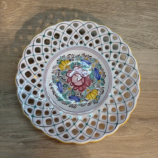 VTG Modra Majolika Plate w/Pierced Edge 7.25"Dia x 1"H