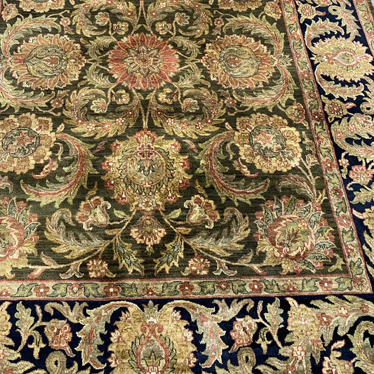 Green & Black Wool Hand Knotted Rug, 8'W x 10'L X 1"H