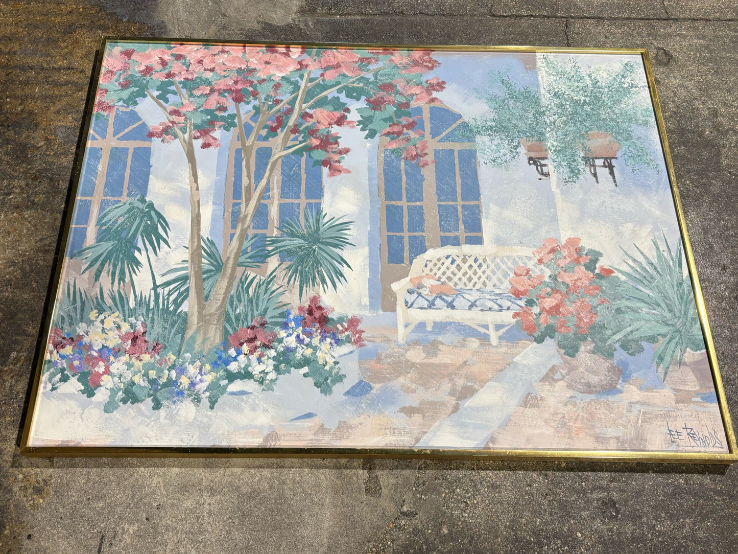 Coastal Garden Lee Reynolds Painting 46.5" W x 1.5" D x 34" H