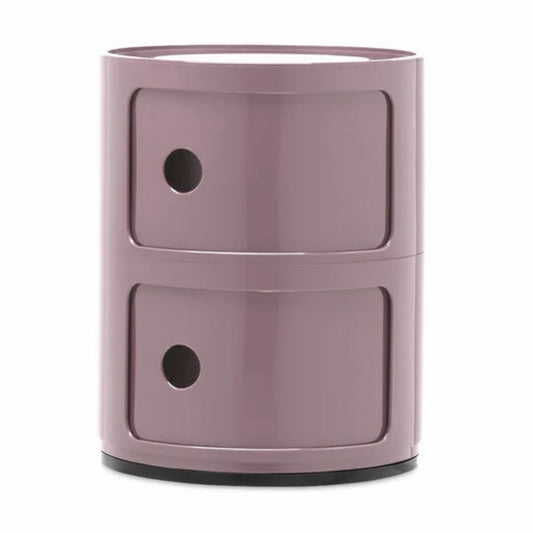 Kartell Componibili 2-Door Round Storage Unit, Mauve Glossy, 12.6 Dia x 15.75" H