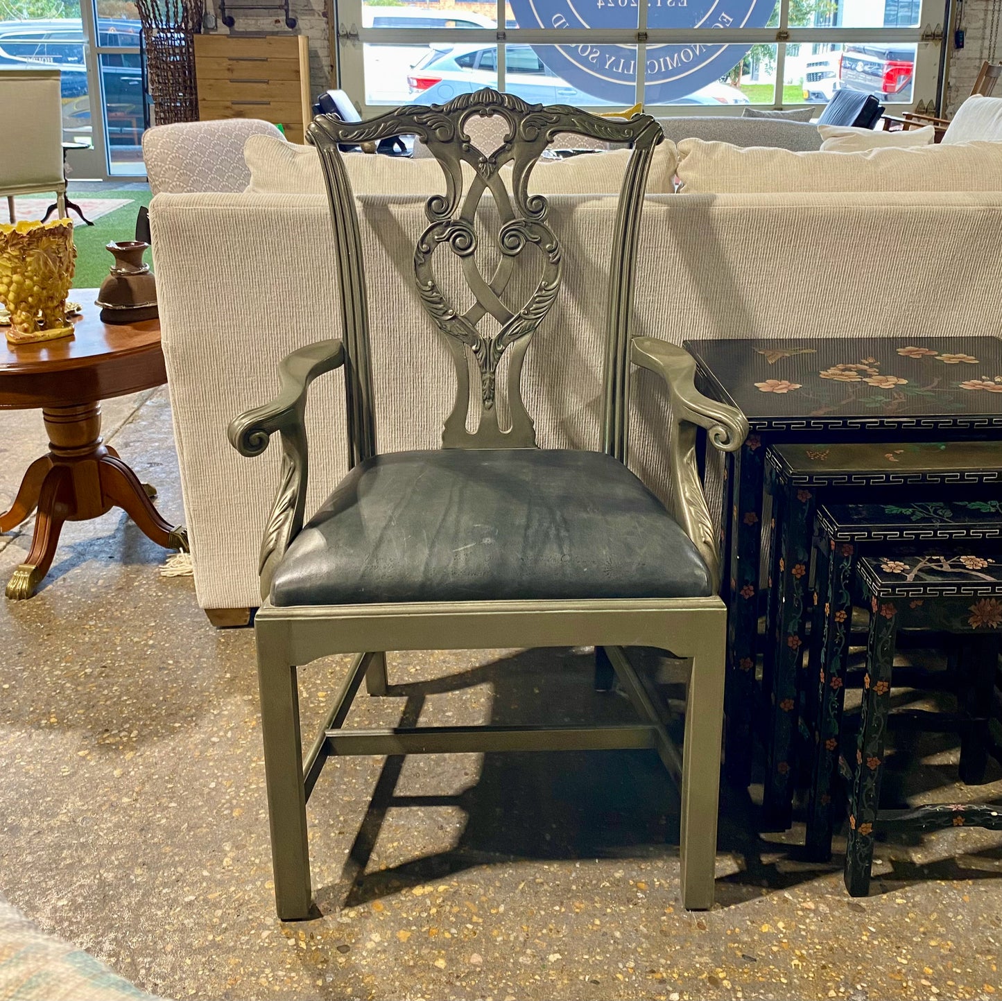 Chippendale Arm Chair, 26.25"W x 22"D x 41.5"H