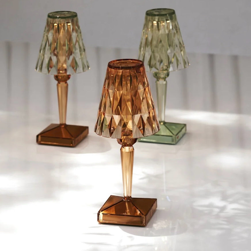 Kartell Battery Table Lamp, Rechargeable, Pastel Orange, 4.7"W x 4.7"D x 10.5"H