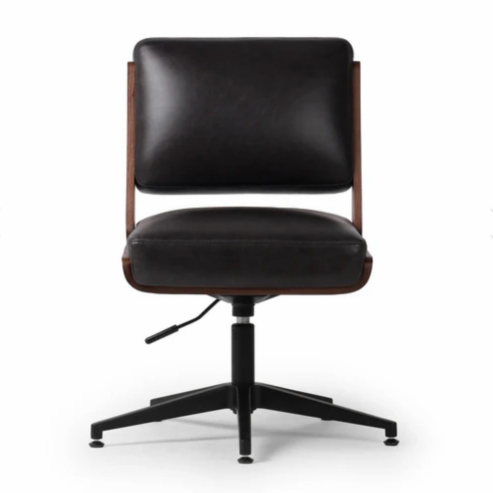 Landon Desk Chair, Sonoma Black Leather, 20.5" W x 27" D x 34" H