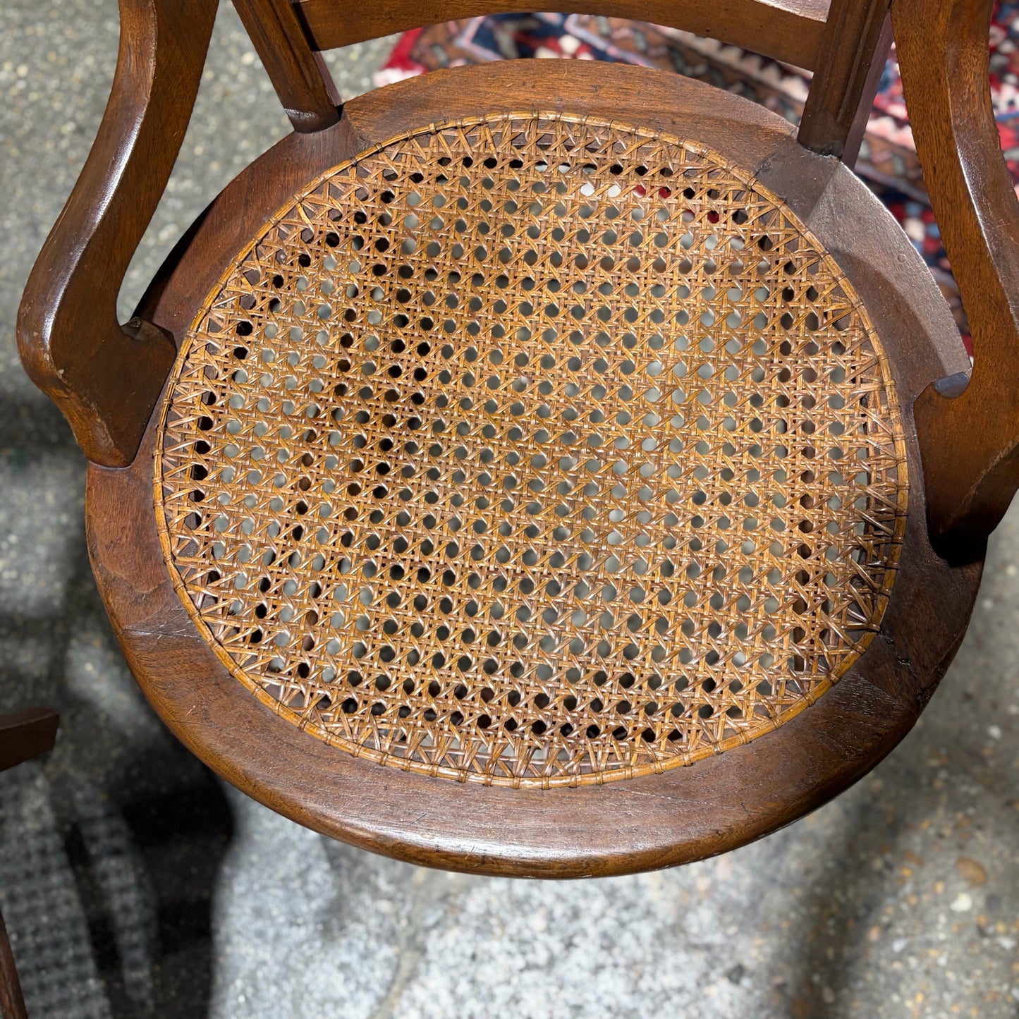 4 Victorian Cane Bottom Wooden Chairs, 33.5"H x 19"D x 17.5"W
