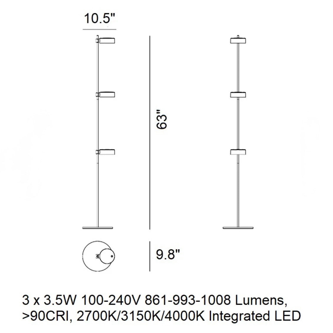 Super O portable outdoor LED lamp, rechargeable,10.5 in W x 9.8 in D x 63 in H