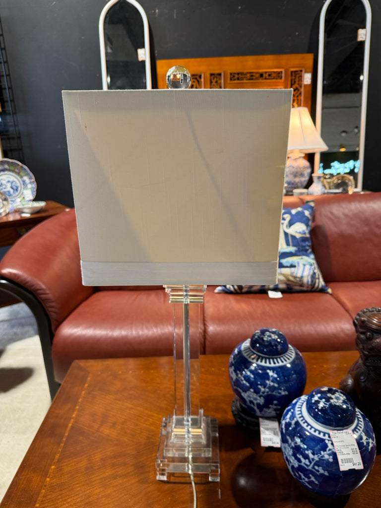Lucite column table lamp, 29"H