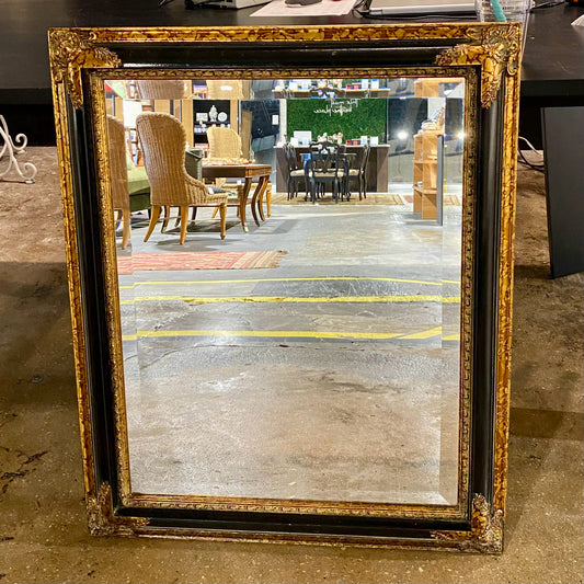 Black & Gold Beveled Mirror, 34"H x 28"W x 2"D